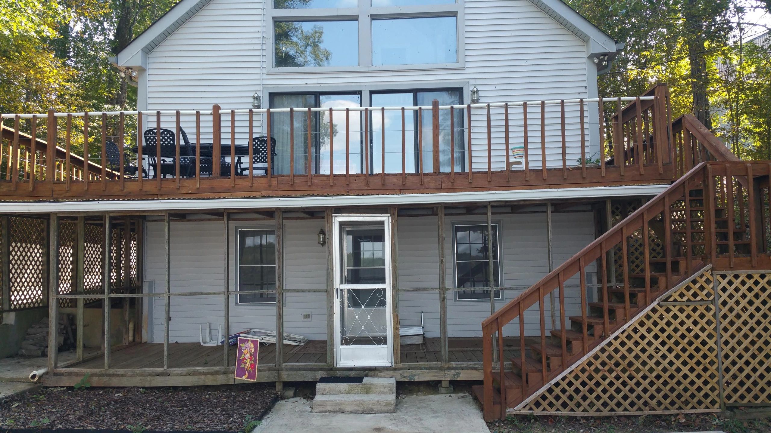 Two-story residential home with decks